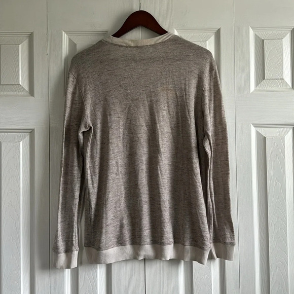 Wilfred Aritzia Ringer Lightweight Knit Crew Sweater Heather Gray Beige size M - Picture 5 of 6